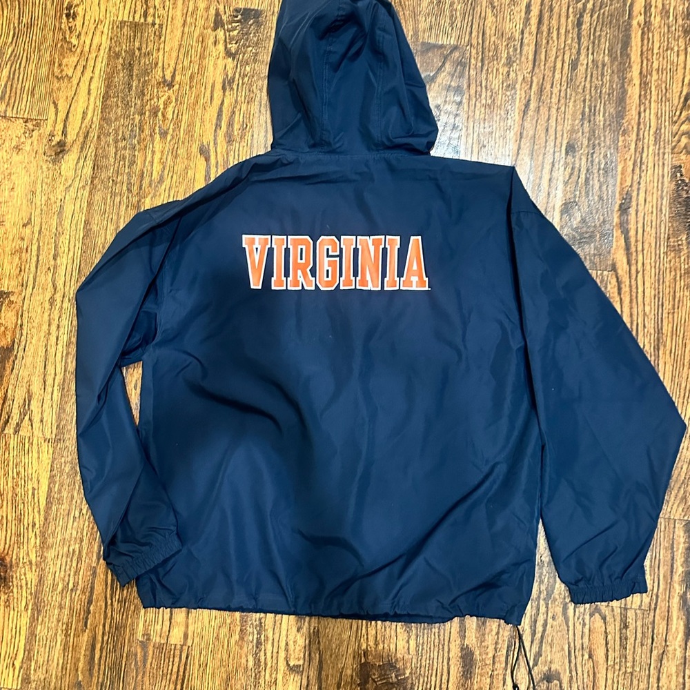 Mens Champion University of Virginia XL Navy Hooded Windbreaker - Picture 2 of 3